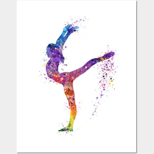 Girl Gymnastics Sports Watercolor Gift Posters and Art